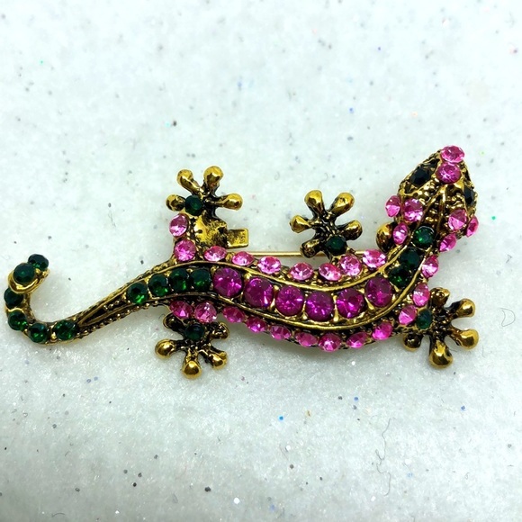 New Fun and Fancy Pink Crystal Salamander Brooch  JB5 - Picture 3 of 6